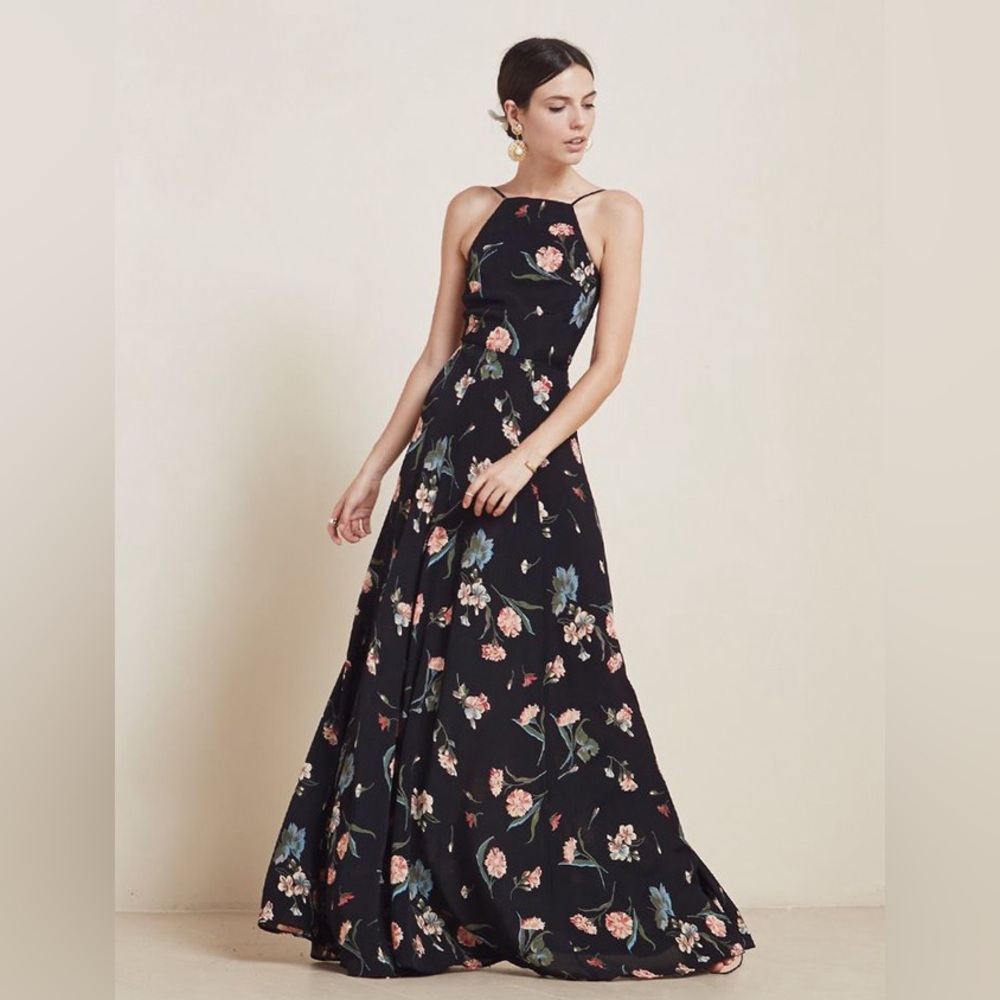 Reformation Floral Gown with slit and low back